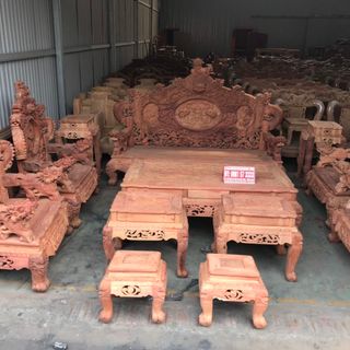 Bộ Bàn ghế Đồng Kỵ Siêu khủng Rồng Đỉnh Gỗ Hương Đỏ Lào