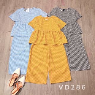 SET CARO QUẦN RỘNG ÁO BABYDOLL