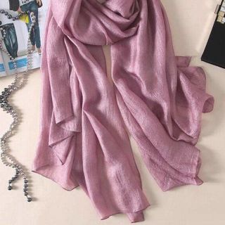 Khăn Choàng Cổ Lụa Màu Hồng Nhạt Trơn - Silk - 190x100cm - Mã KS014 giá sỉ