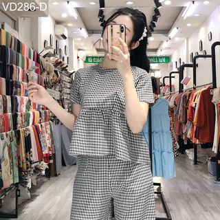SET CARO QUẦN RỘNG ÁO BABYDOLL