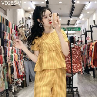 SET CARO QUẦN RỘNG ÁO BABYDOLL