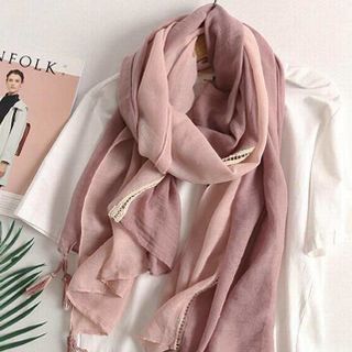 Khăn Choàng Cổ Phối Màu Hồng Tím Pastel - Cotton Linen - 180x90cm - Mã KC100