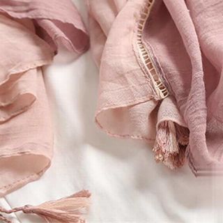 Khăn Choàng Cổ Phối Màu Hồng Tím Pastel - Cotton Linen - 180x90cm - Mã KC100