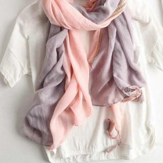 Khăn Choàng Cổ Phối Màu Hồng Tím Pastel - Cotton Linen - 180x90cm - Mã KC100