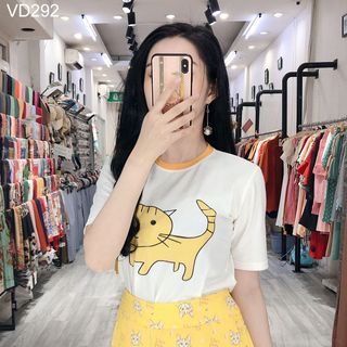 SET QUẦN VÁY ÁO THUN HÌNH CON MÈO