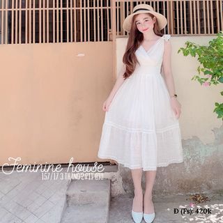ĐẦM CỔ CHÉO NƠ VAI
