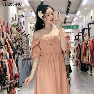 ĐẦM DỰ TIỆC CỔ VUÔNG NHÚN NGỰC