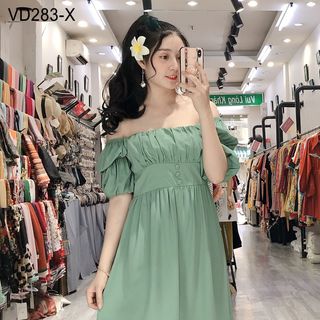 ĐẦM DỰ TIỆC CỔ VUÔNG NHÚN NGỰC