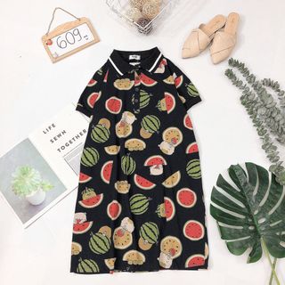 Đầm thun p o l o hình dưa hấu siêu cưng