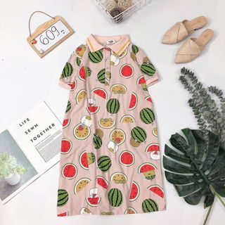Đầm thun p o l o hình dưa hấu siêu cưng