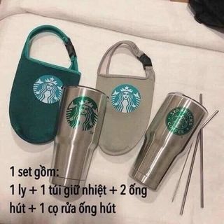 Cốc giữ nhiệt 900ml STARBUCK thái lan tặng kèm ống hút và thanh rửa giá sỉ