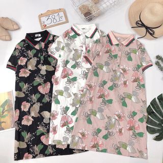 Đầm thun p o l o hình hoa giá sỉ