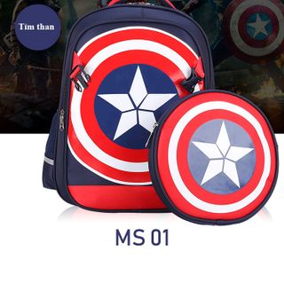 BALO KÈM TÚI SÀNH ĐIỆU - Hình siêu anh hùng Captain America dành cho bé trai bé gái 5 - 10 tuổi giá sỉ