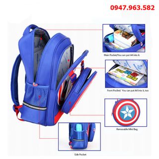 BALO KÈM TÚI SÀNH ĐIỆU - Hình siêu anh hùng Captain America dành cho bé trai bé gái 5 - 10 tuổi