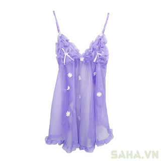 Váy ngủ xuyên thấu hoa rơi vải voan lưới AN08