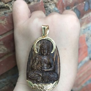 Mặt trầm hương bọc vàng 10k