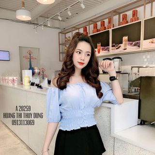 ÁO BẸT VAI ĐÍNH NÚT BO EO