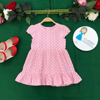Váy đầm dạo phố annachipla châm bi hồng tay con P1793