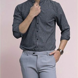 ÁO SƠ MI XÁM ĐŨI CỔ TÀU SM1008
