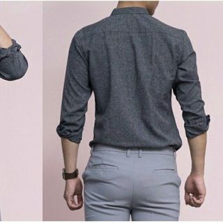 ÁO SƠ MI XÁM ĐŨI CỔ TÀU SM1008