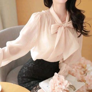 Áo sơ mi cổ nơ Hàn Quốc có áo lót hai dây