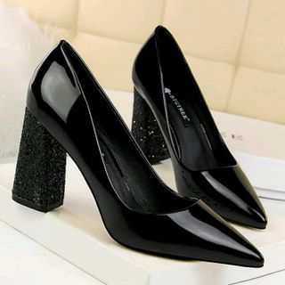 GIÀY CAO GÓT ĐẾ VUÔNG KIM TUYẾN 9P