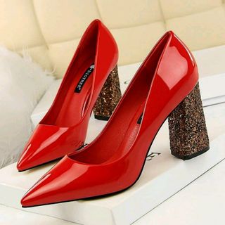 GIÀY CAO GÓT ĐẾ VUÔNG KIM TUYẾN 9P
