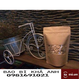 HCM1kg Túi zip giấy Kraft đáy đứng có cửa sổ