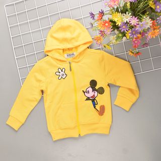 Áo Khoác Bé Gái Có Mũ Thêu Mickey Hồng SenSize 2-8T