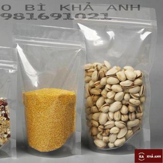 TÚI ZIP 2 MẶT TRONG ĐÁY ĐỨNG đựng khô gà/ cơm cháy/ trà sữa - size 12z17xm đựng 100 gram