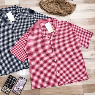 áo sơ mi nữ đẹp hàn quốc kiểu công sở điệu kẻ caro cộc tay BN 14808 Kèm Ảnh Thật