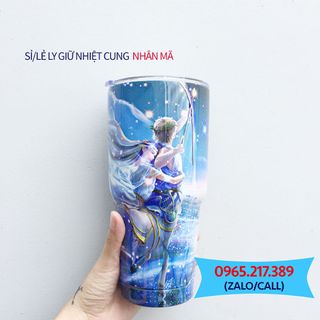 Ly giữ nhiệt cung hoàng đạo kèm túi ống hút
