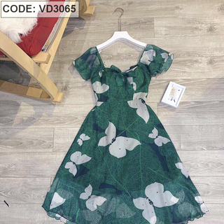 Đầm chiffon họa tiết