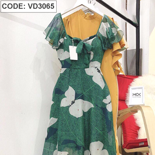 Đầm chiffon họa tiết