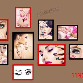 khung bộ treo tường nail nối mi dán không cần khoan