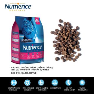 Canada Nutrience Original Thức Ăn Cho Mèo Trưởng Thành Bao 5kg - Thịt Gà Rau Củ Trái Cây Tự Nhiên