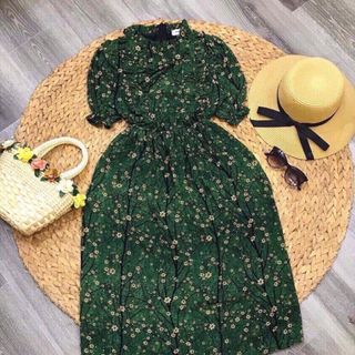 Đầm hoa chất liệu đũi hoa Free size dưới 55k