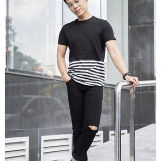 Áo thun Nam Cộc Tay Stripe Mix Tees giá sỉ​