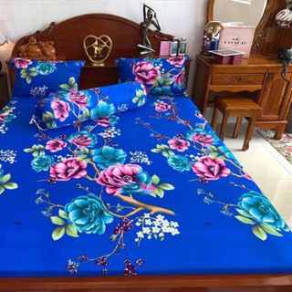 Bộ Drap Thun Thái Poly Mát Lạnh 4 Món 1m6x2m