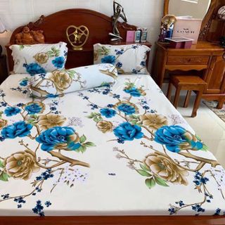 Bộ Drap Thun Thái Poly Mát Lạnh 4 Món 1m6x2m