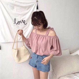 Áo trễ vai cột nơ kate