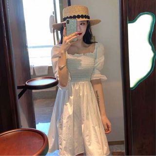 Đầm nhún tay phồng cute