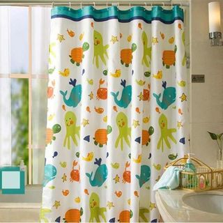 Màn Treo Nhà Tắm Cao Cấp Vải Dày Chống Nước 1m8x2m - sinh vật biển