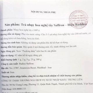SAFFRON BADIEE 1G - NHỤY HOA NGHỆ TÂY