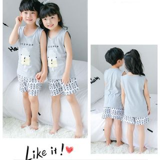 Bộ đồ cho bé gái hình thú chất liệu thun cotton tháng mát 104