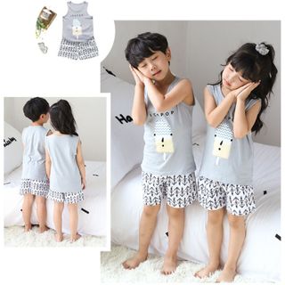 Bộ đồ cho bé gái hình thú chất liệu thun cotton tháng mát 104