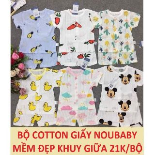 QUẦN ÁO SƠ SINH COTTON GIẤY CỘC TAY NOUBABY KHUY GIỮA MỀM ĐẸP MÁT GIÁ XUẤT XƯỞNG MIỄN PHÍ SHIP giá sỉ