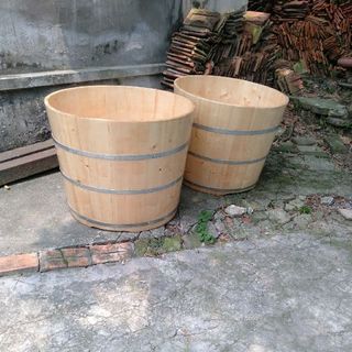 bồn tắm tròn gỗ thông