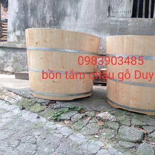 bồn tắm tròn gỗ thông