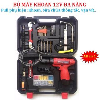 Bộ Máy Khoan Pin Sửa Chữa Bắn Vặn Vít Đa Năng 12V